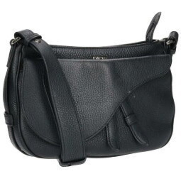 Dior Grained Calfskin Soft Saddle Mini Shoulder Bag Black - Picture 1 of 5
